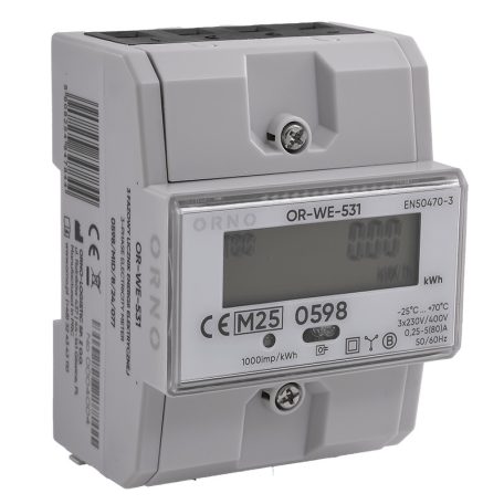 Digitális fogyasztásmérő, 3 fázisú,MID-del, 80A, 4,3 modul, DIN TH-35mm