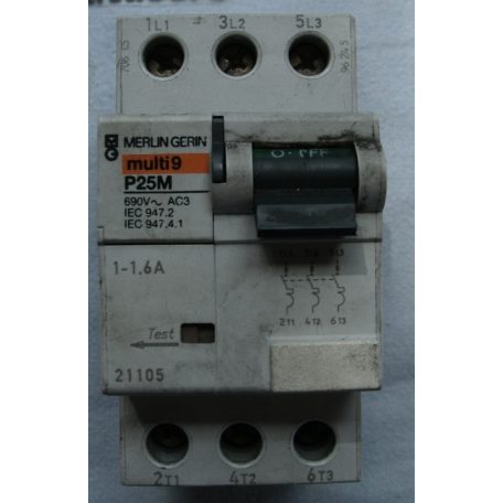 P25M motorvédő kapcsoló, 3P, 1.6A M.G.